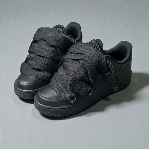 1.0 black rope base with All Black Lanvin overlay for a stealthy blackout AF1 custom.