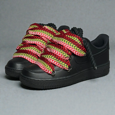 1.0 black rope base with the iconic multi-color Classic Lanvin chevron overlay laces