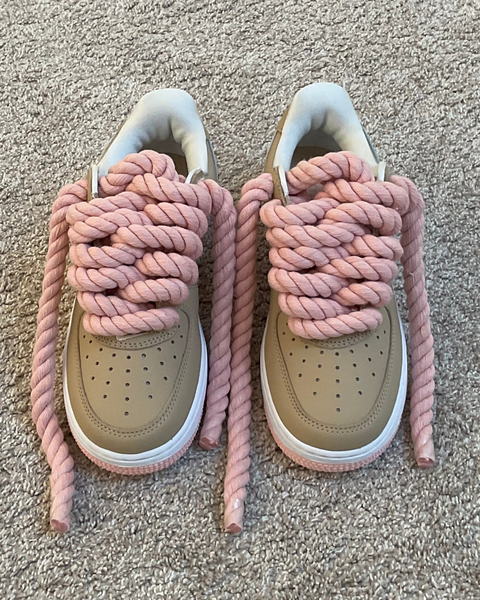 Highest grade air force 1 in beige and pastel pink rope laces